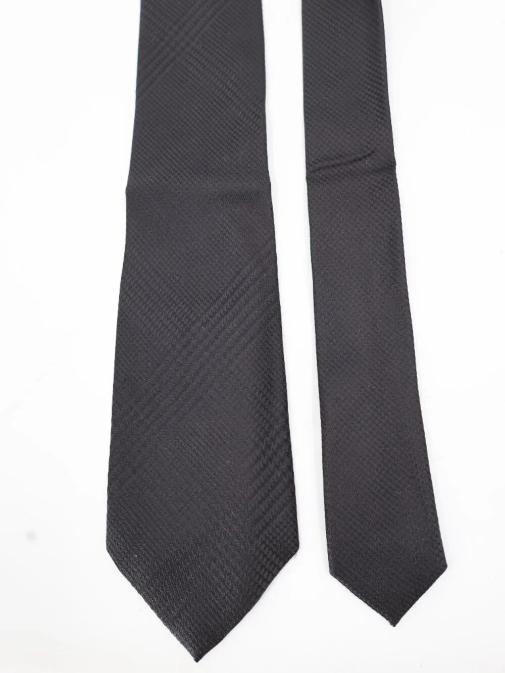 Burberry Tie mens L58 houndstooth Check Pattern Silk black formal dressy event